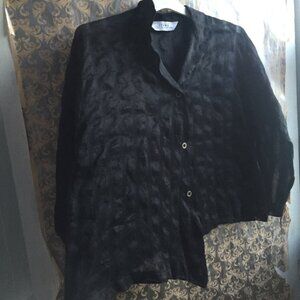Itemz Chris Baumgartner Black Striped Asymmetrical Hem Blouse ONE Size Lagenlook